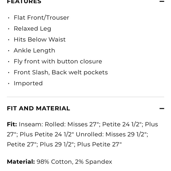 NWT Talbots Relaxed Chinos. - Picture 4 of 4